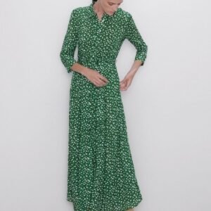 Vestido longo poa Zara 38