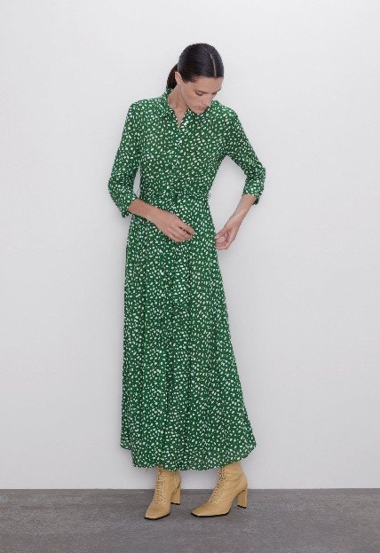 Vestido longo poa Zara 38
