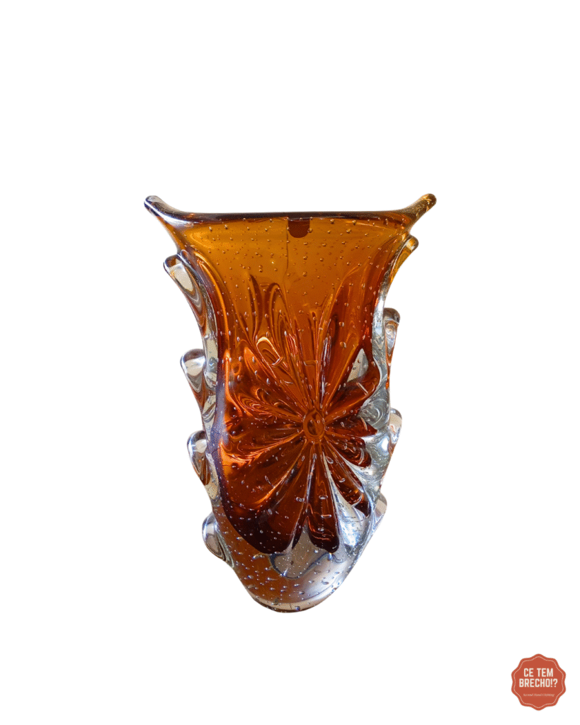 Vaso Em Cristal Murano Âmbar Labone