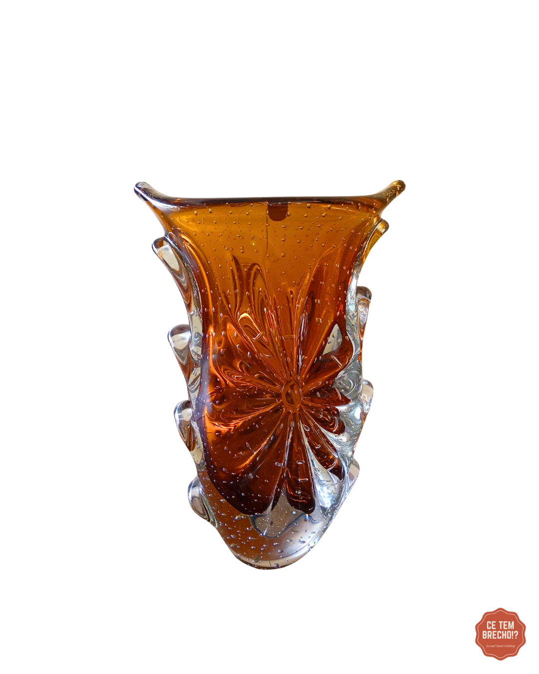 Vaso Em Cristal Murano Âmbar Labone